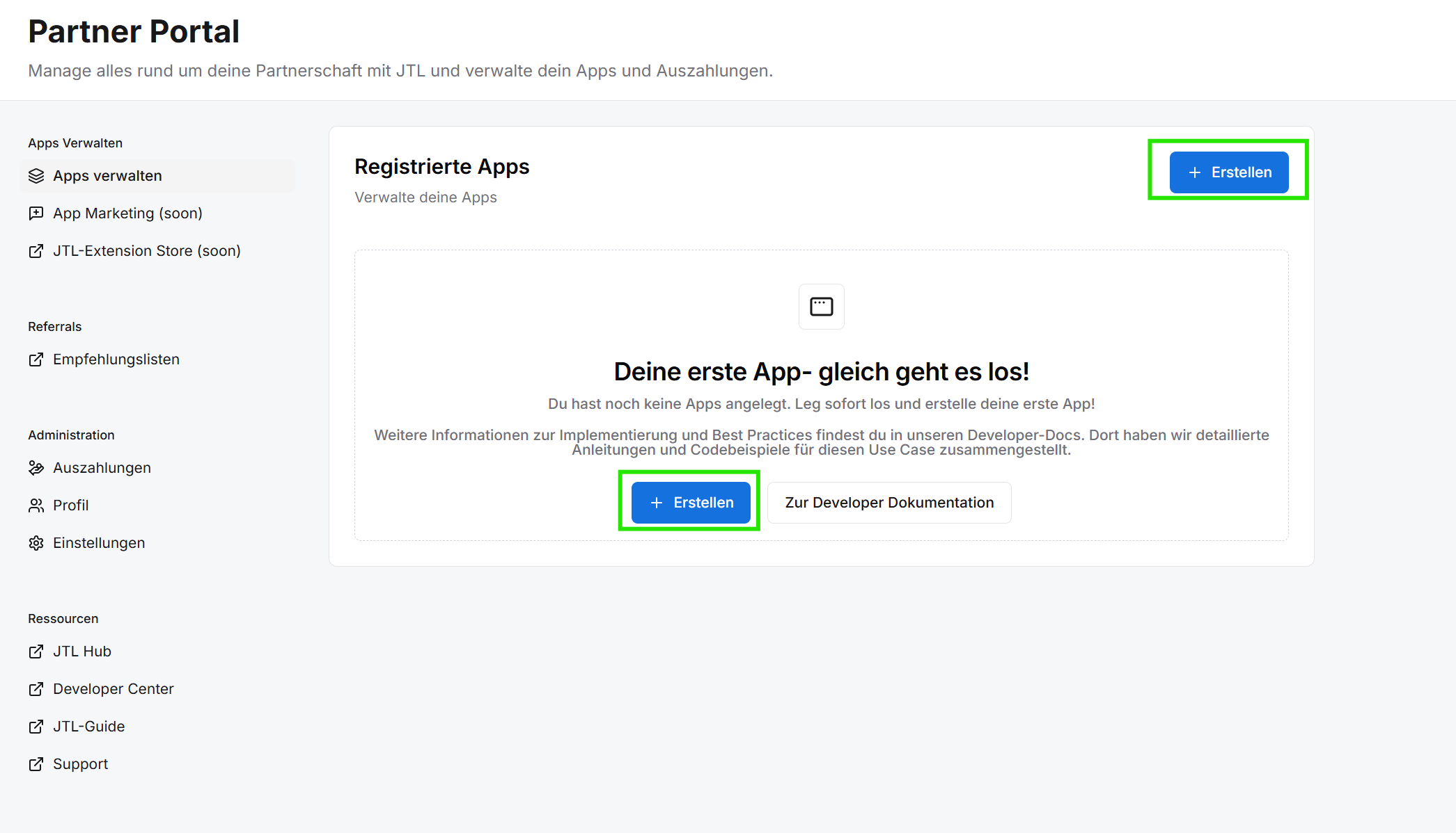 Partner Portal empty app list